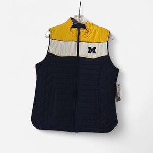 Yellow and Navy Quilted Vest with Logo